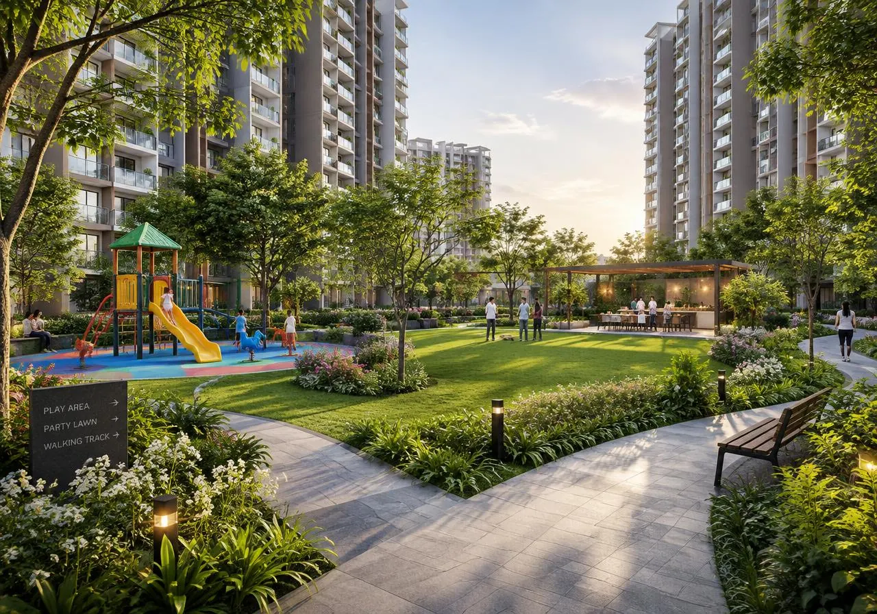 Landscaped gardens and play area